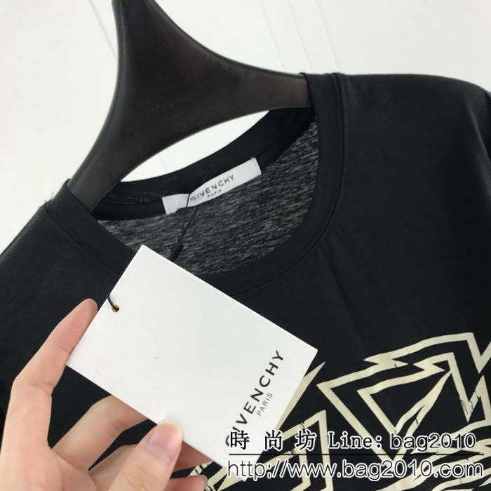 GVC紀梵希 19早春新款 火焰圖案 雙股絲光棉 男款短袖 ydi1540